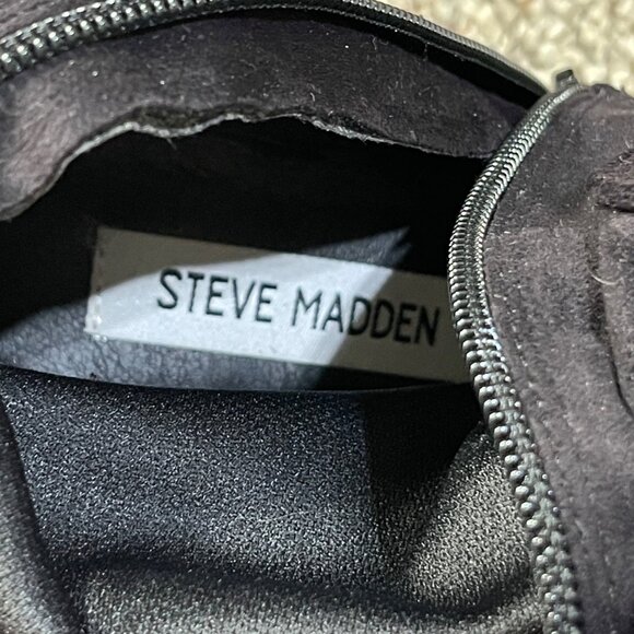 Steve Madden Osana Over The Knee Boot 7M Black Sort Tie Block Heel - Picture 9 of 9